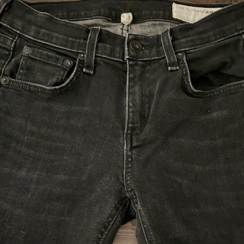 Rag & Bone Dre Capri Skinny Raw Hem Distressed black Jeans Size 25 - Picture 4 of 7